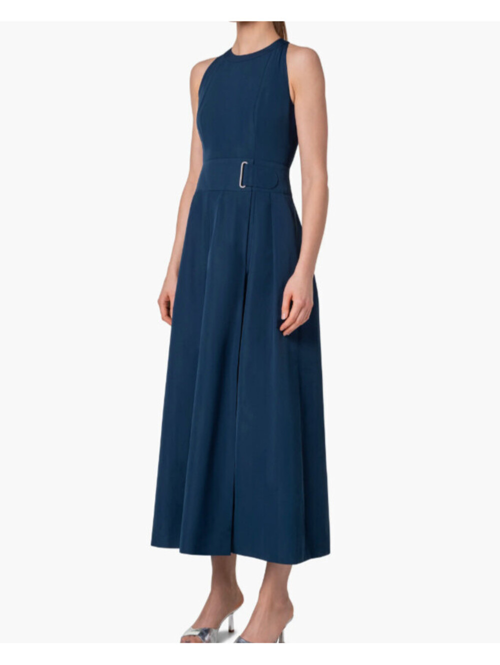 NEW, Akris Techno Taffeta Midi Dress in Navy Sz 12 #DD70